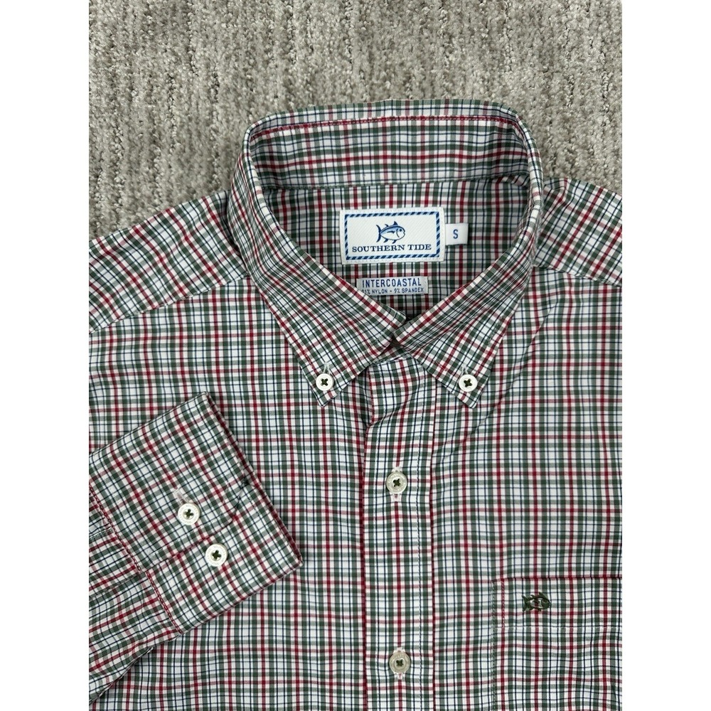 Southern Tide Shirt Mens Small Green Plaid Intercoastal Button Down Long Sleeve